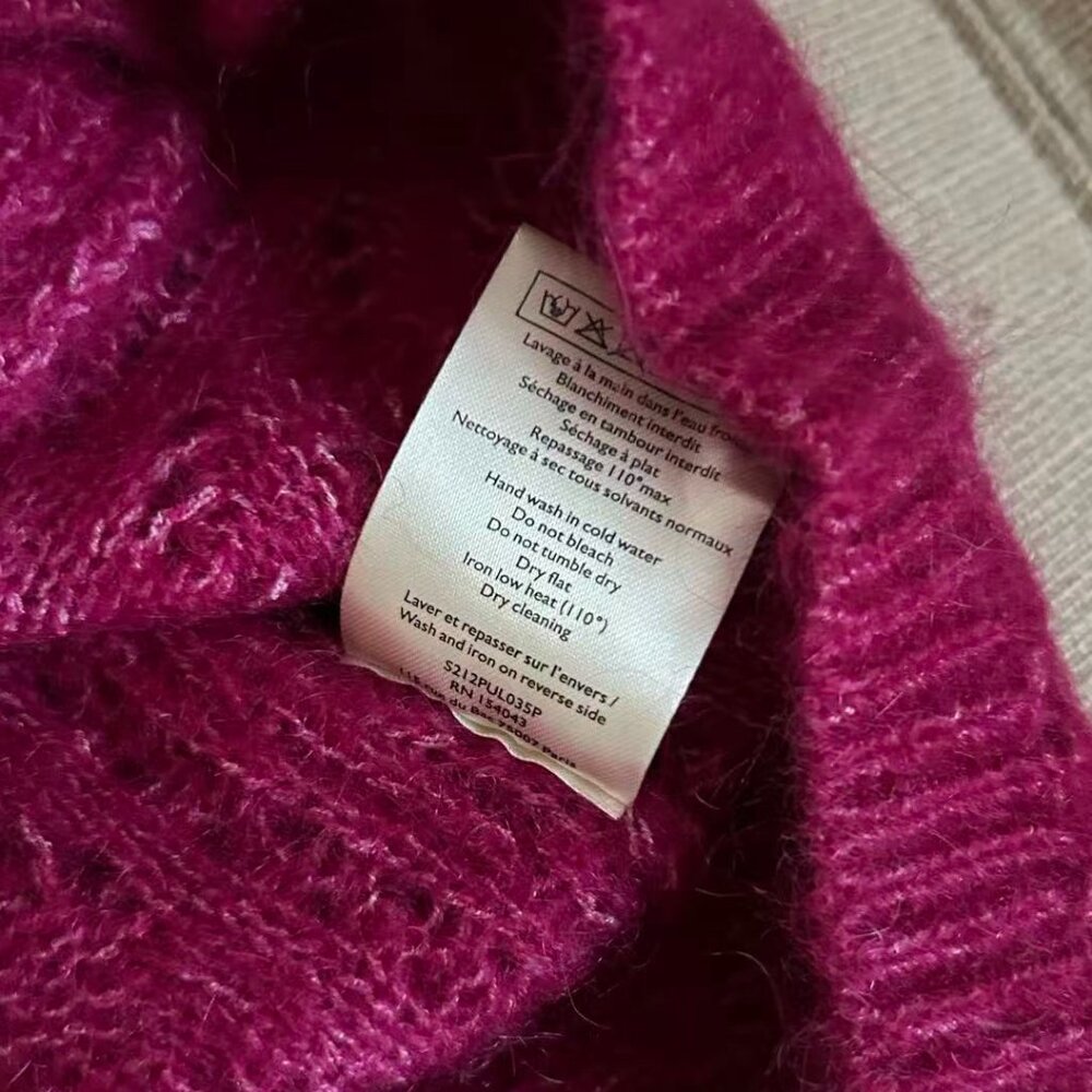 BEST Sezane Lison Cardigan S/M Pink Framboise French Knit Causal Wool - Picture 7 of 8